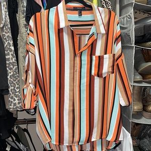 forever 21 oversized vintage stripe button blouse